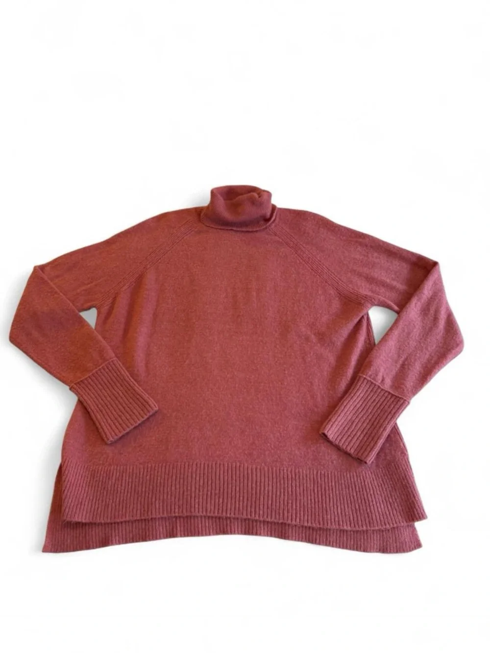 J.Crew Supersoft Turtleneck Sweater Pink Side Slits Large